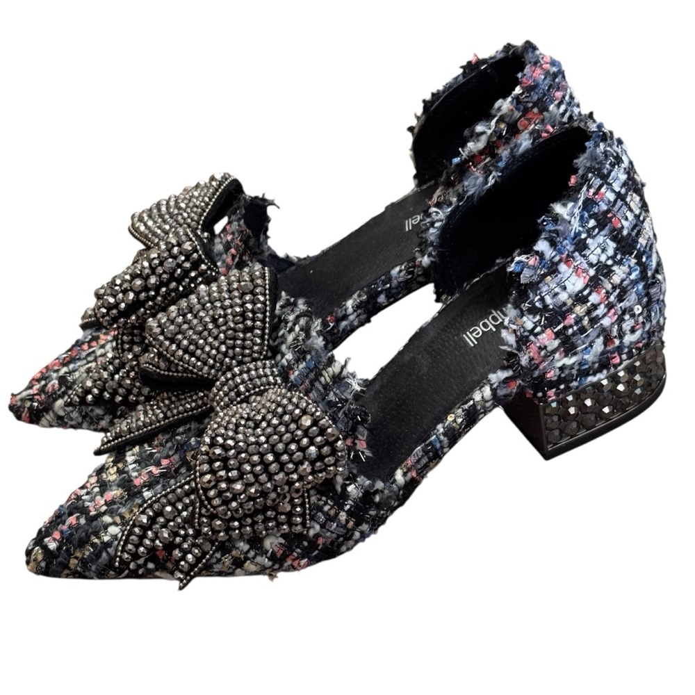 Jeffrey Campbell Valenti Embellished Bow Tweed Loafers 6.5 D’Orsay